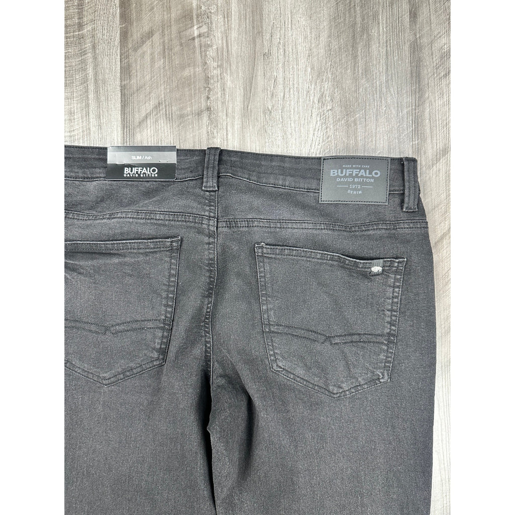 Buffalo David Bitton Ash Slim Stretch Jean in Black Sanded — Size 36x32