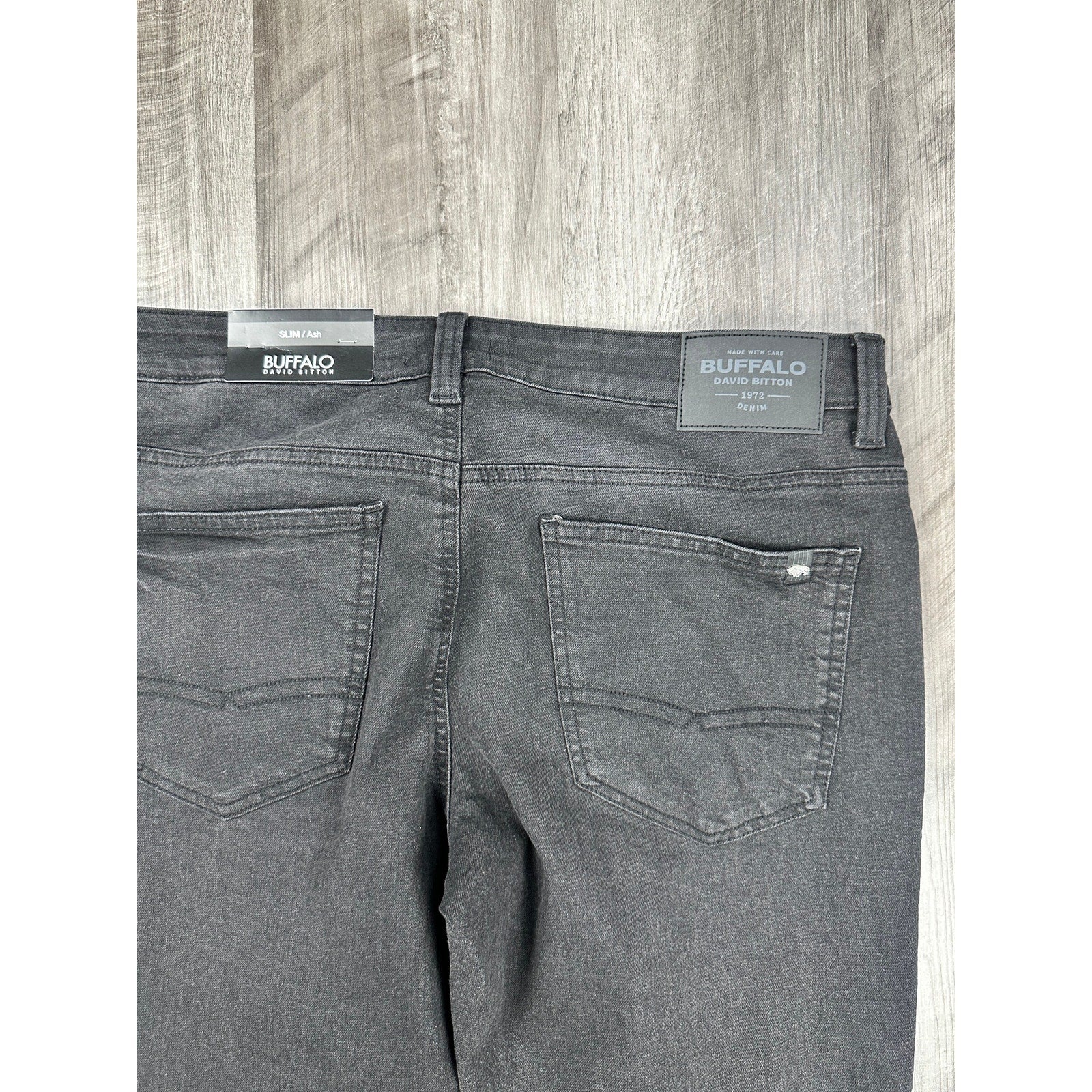 Buffalo David Bitton Ash Slim Stretch Jean in Black Sanded — Size 36x32