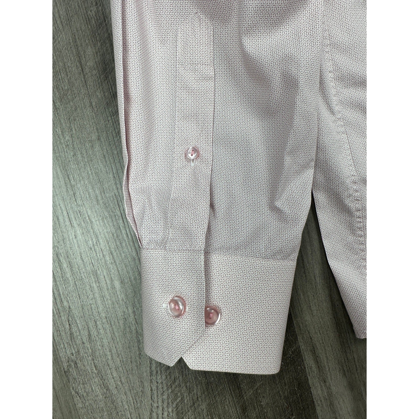 Eton Contemporary Fit Fine Twill Geometric Long Sleeve Shirt in Dark Pink, White — Size 15.5 (Medium) // Preowned