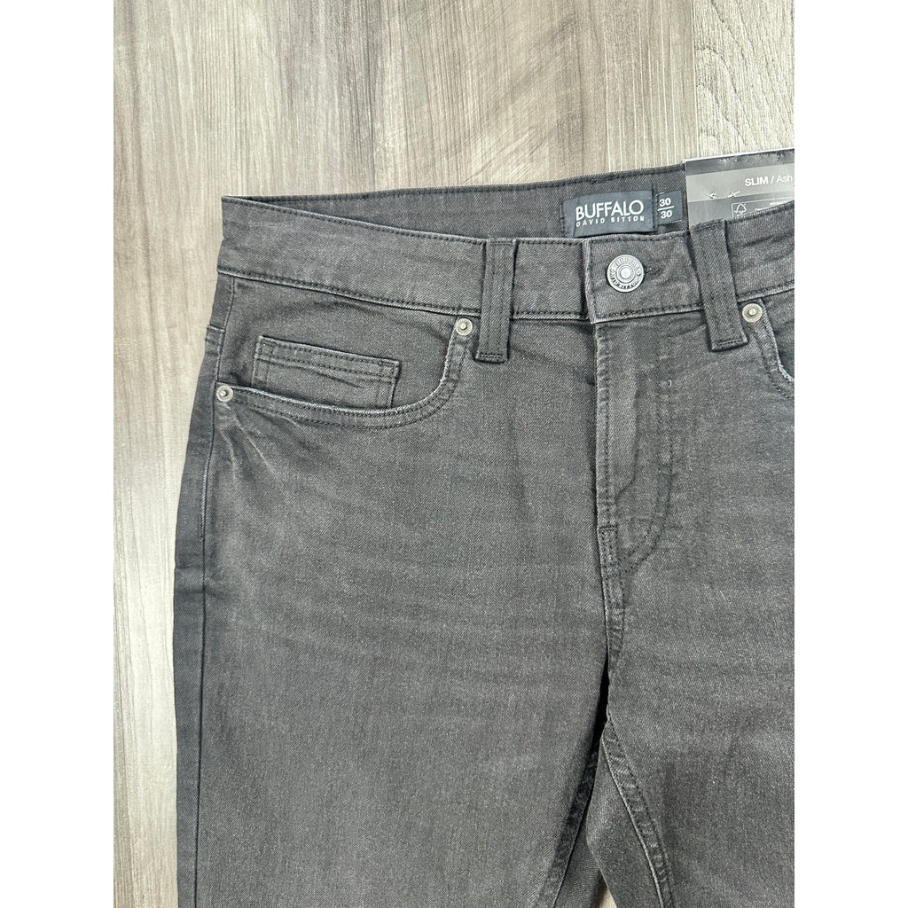 Buffalo David Bitton Ash Slim Stretch Jeans in Black Sanded — Size 30x30