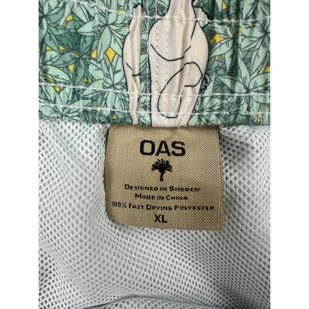 OAS Polar Bear Leaf Print Swim Trunks — Size XL // Preowned