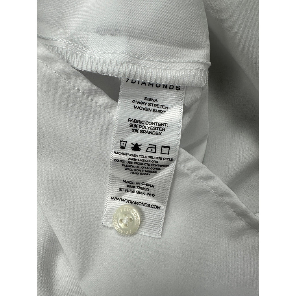 7 Diamonds Siena 4 Way Stretch Woven Short Sleeve Shirt in White — Size Medium