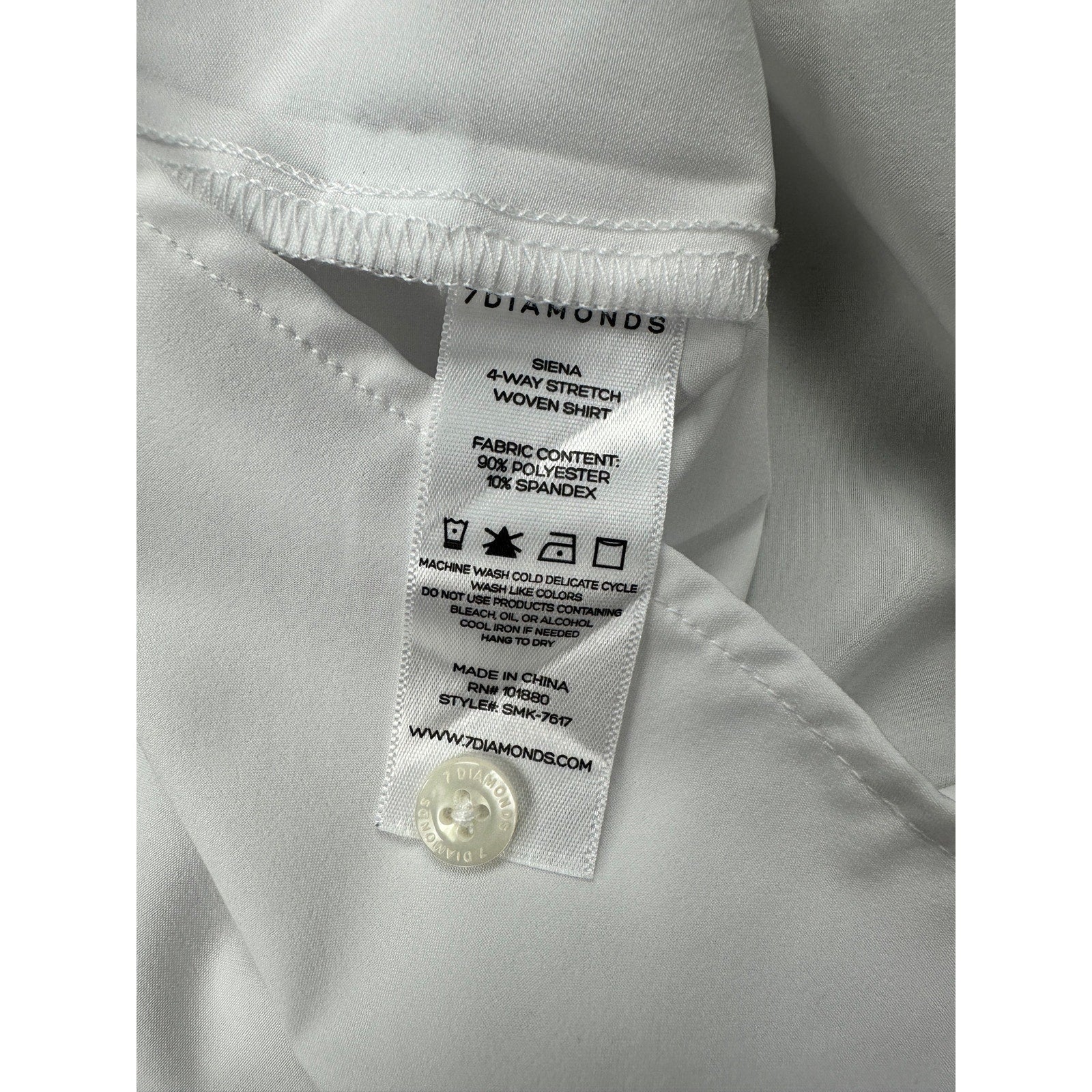 7 Diamonds Siena 4 Way Stretch Woven Short Sleeve Shirt in White — Size Medium