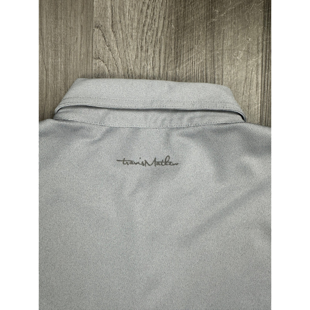 TravisMathew Real Treat Striped Stretch Golf Polo in Gray, Black, Purple — Size Large // Preowned