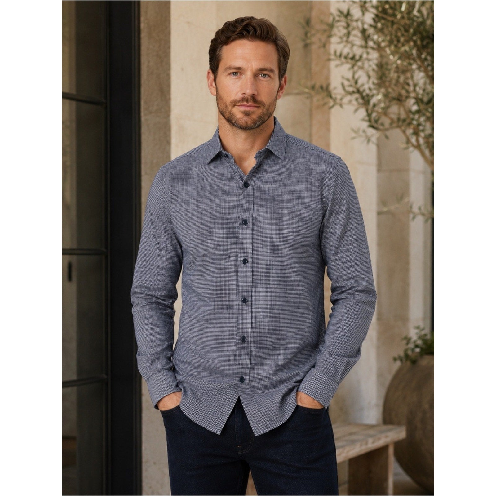 Robert Graham Modern Americana Tailored Fit Checkered Long Sleeve Button - Small
