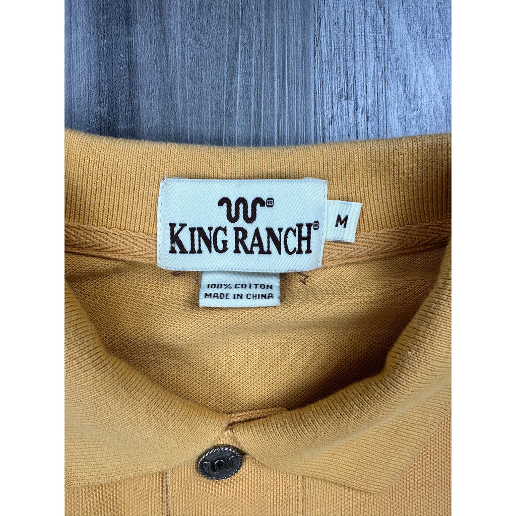 King Ranch Mesh Knit Western Button Polo in Yellow — Size Medium // Preowned