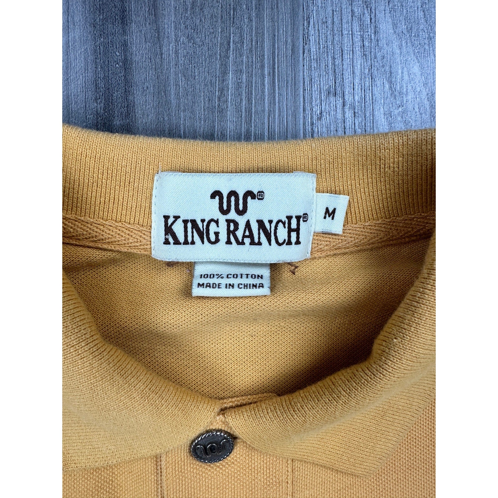 King Ranch Mesh Knit Western Button Polo in Yellow — Size Medium // Preowned