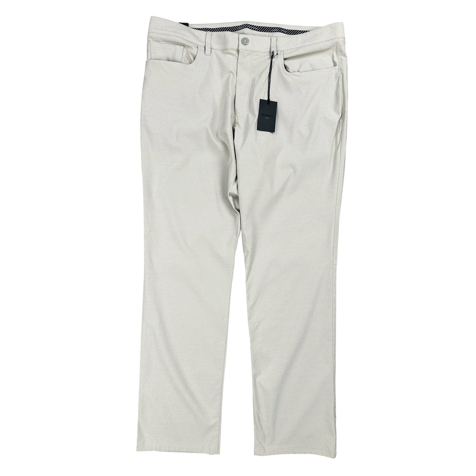 Bonobos Golf Performance Slim Fit Pants in Khaki Stone — Size 38x32