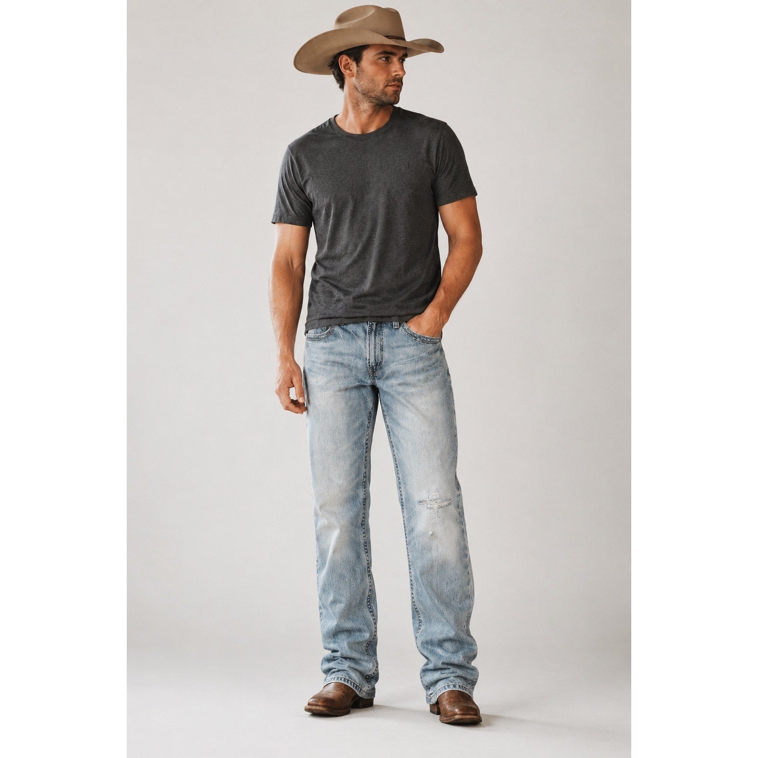 Ariat M5 Straight Gambler Stackable Light Wash Jeans — 34x36