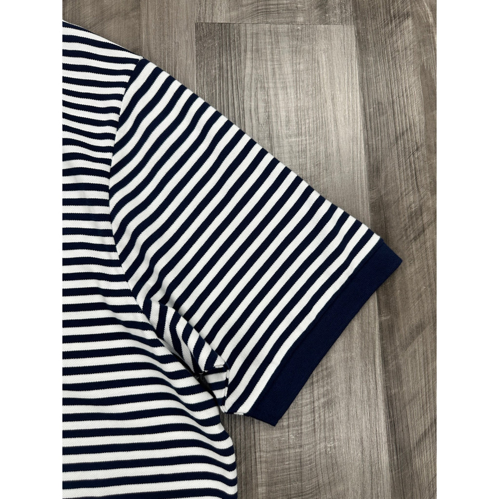 Polo Ralph Lauren Classic Fit Striped Mesh Polo Navy White — 5XB