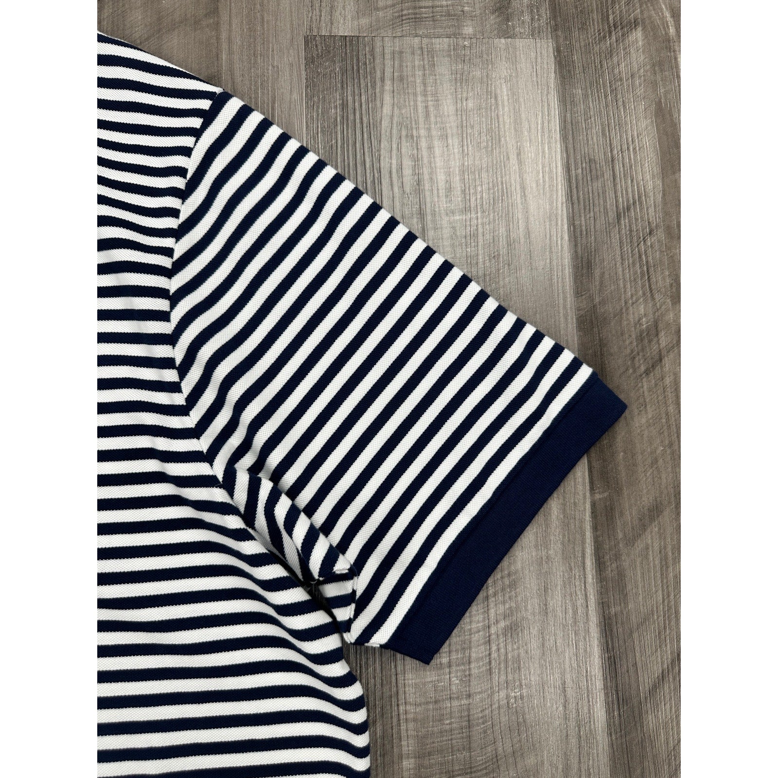 Polo Ralph Lauren Classic Fit Striped Mesh Polo Navy White — 5XB