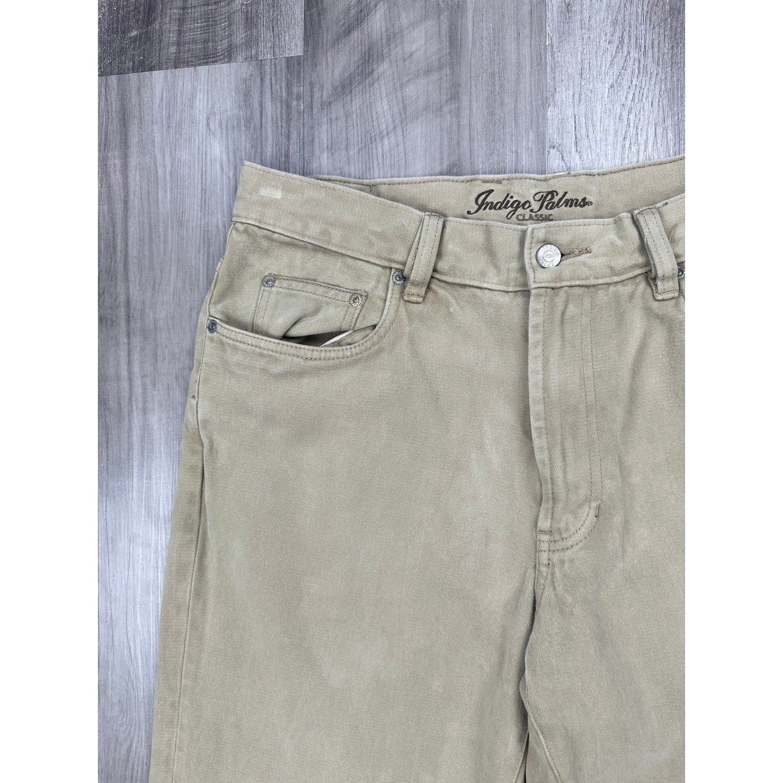 Indigo Palms (by Tommy Bahama) Classic Fit Sueded Brush Twill Cotton Chino Jeans in Tan — Size 35 // Preowned
