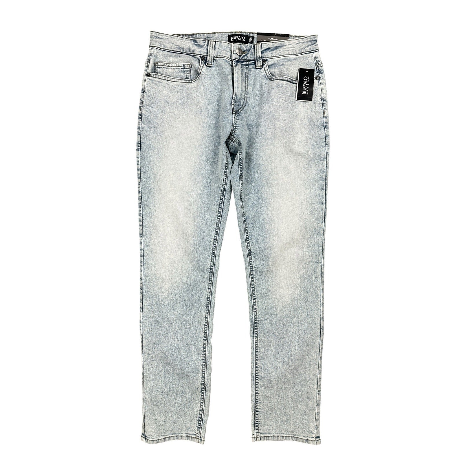 Buffalo David Bitton Ash Slim Fit Stretch Jean in Bleached and Blasted — Size 32x30