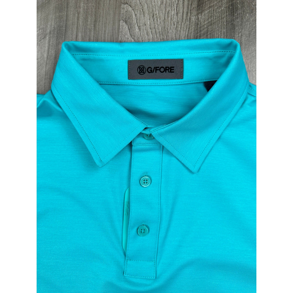 G/FORE Melange Ice Nylon Long Sleeve Polo in Siren Melange — Size Medium