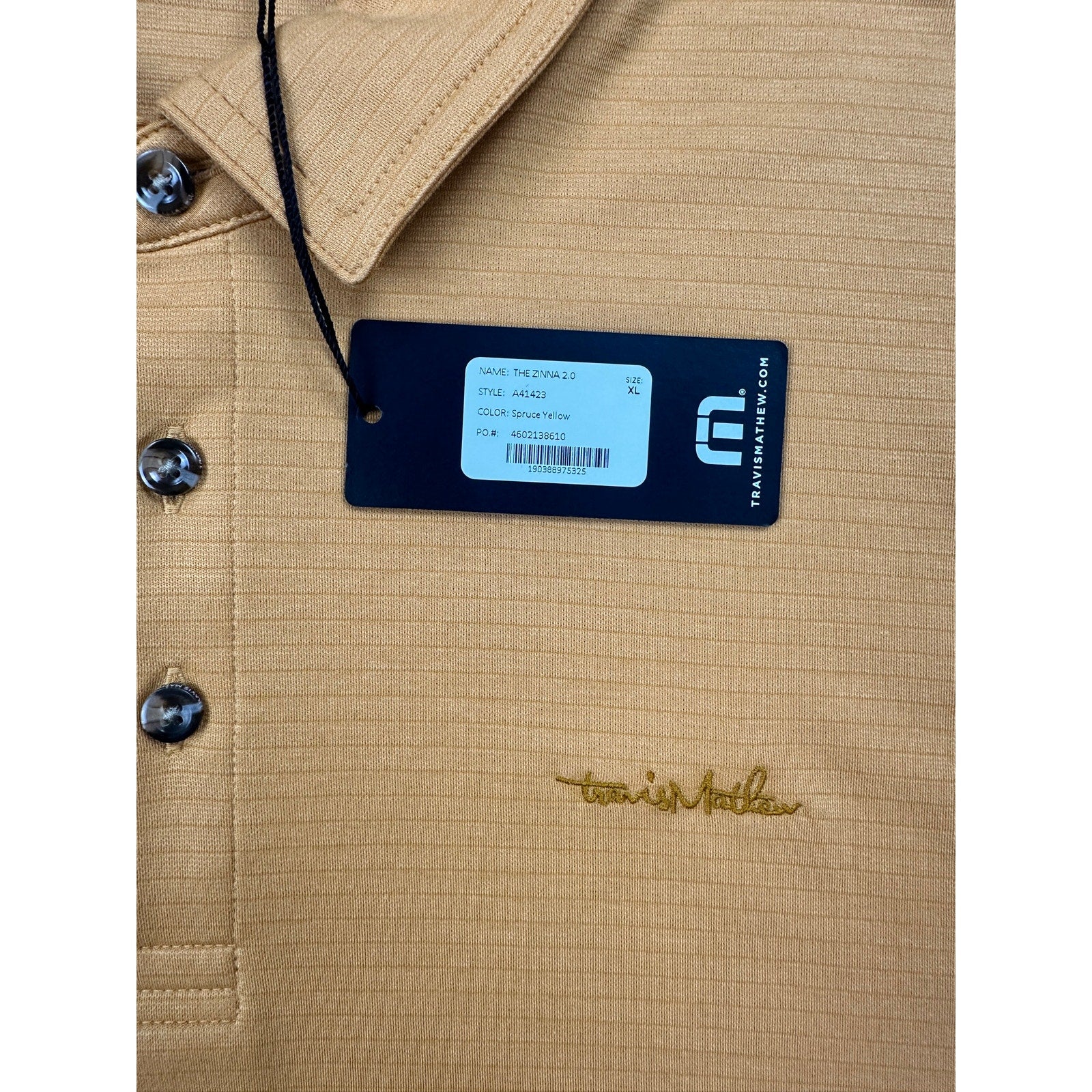 Travis Mathew The Zinna 2.0 Performance Golf Polo in Spruce Yellow — Size XL