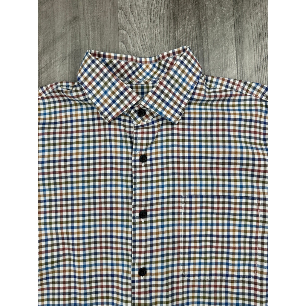 Johnnie-O Todd Checkered Hangin' Out Sport Shirt in Evergreen — Size Medium // Preowned