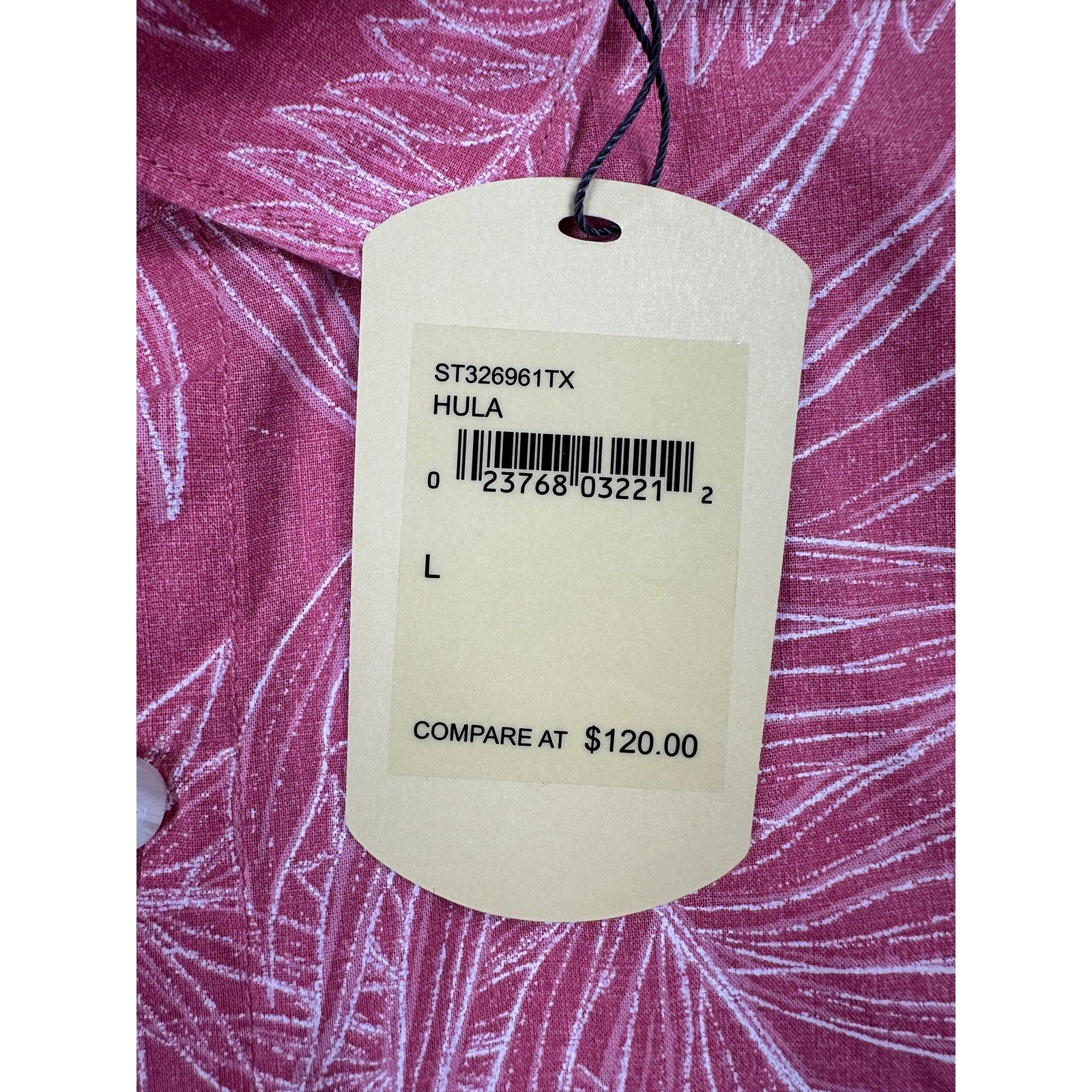 Tommy Bahama Shellrossa Palm Leaf Cotton Short Sleeve Camp Shirt in Hula Pink — Size Large