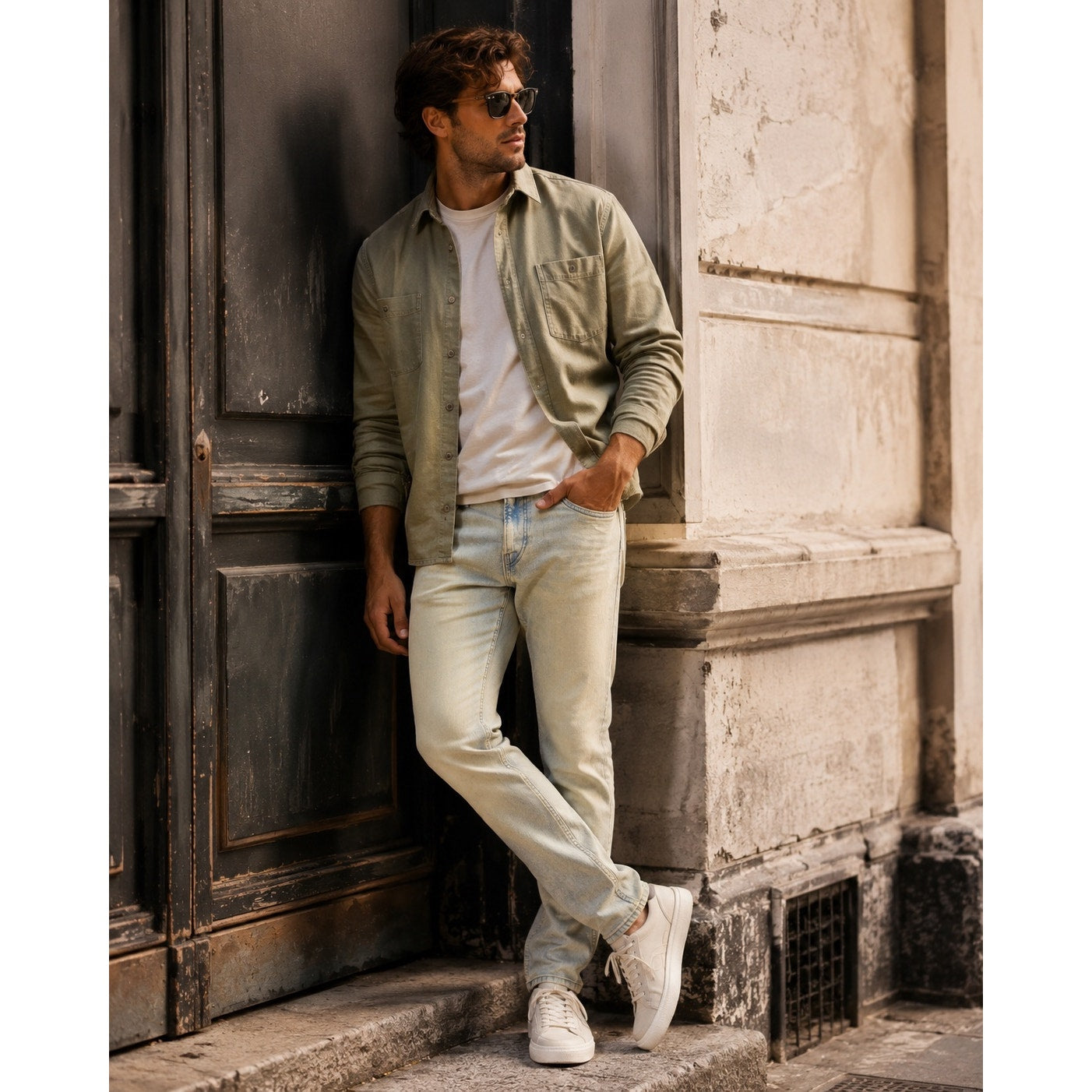 Buffalo David Bitton Ash Slim Stretch Jeans in Dirty and Blasted — Size 32x30