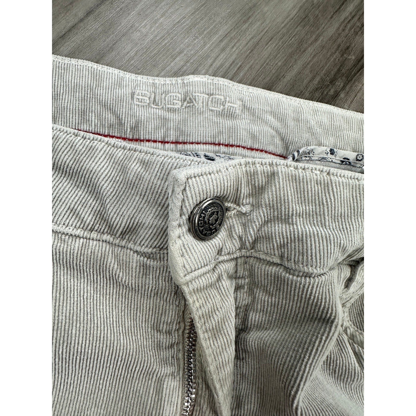Bugatchi Fitil Velvet Corduroy Straight Pants in Stone — Size 35 // Preowned