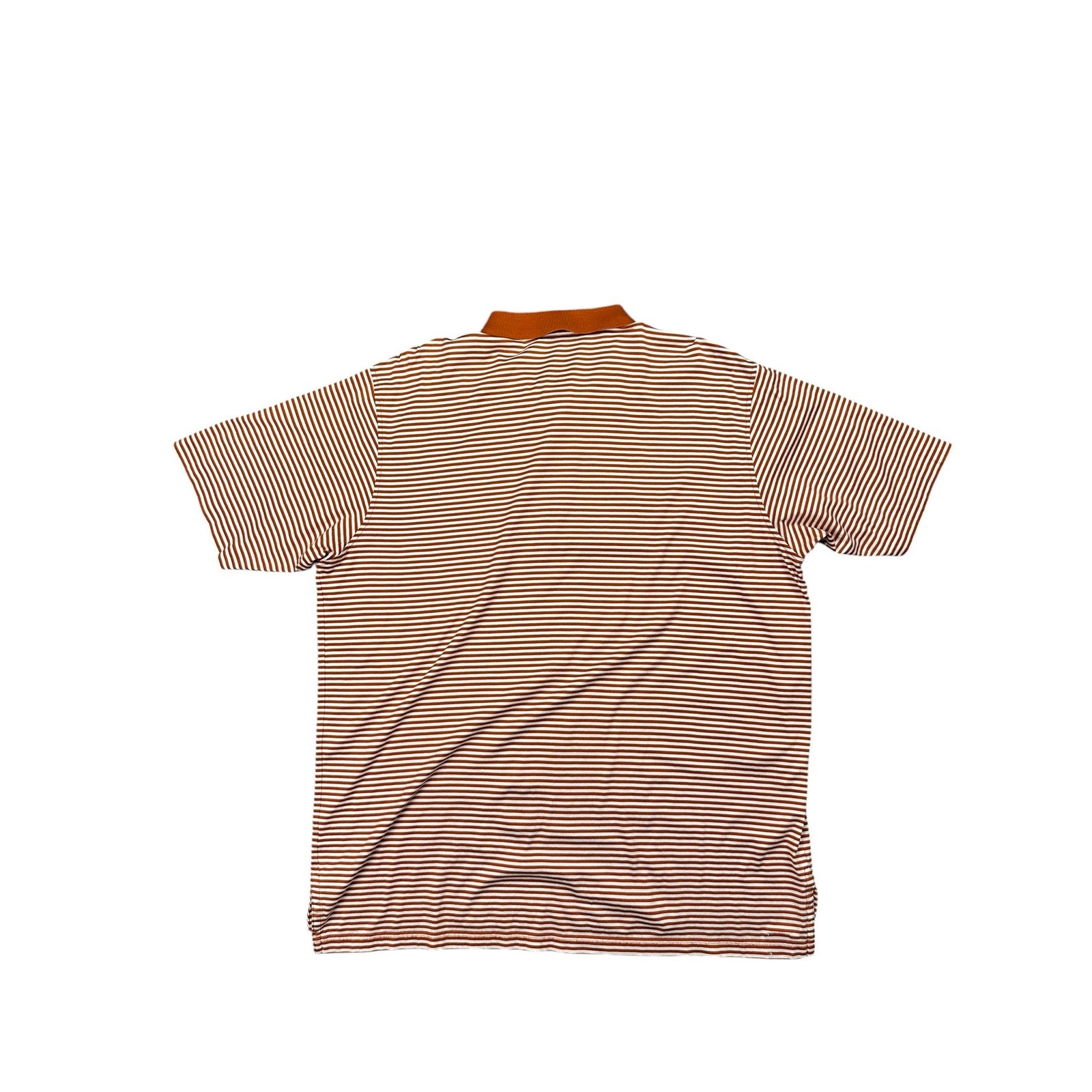 Peter Millar Texas Longhorns Striped Cotton Golf Polo in Burnt Orange, White — Size XL // Preowned
