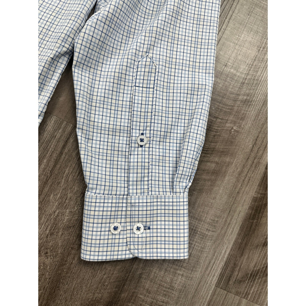 Genteal Club Collection Performance Sport Shirt Long Sleeve Button Down in Ether Plaid — Size XL