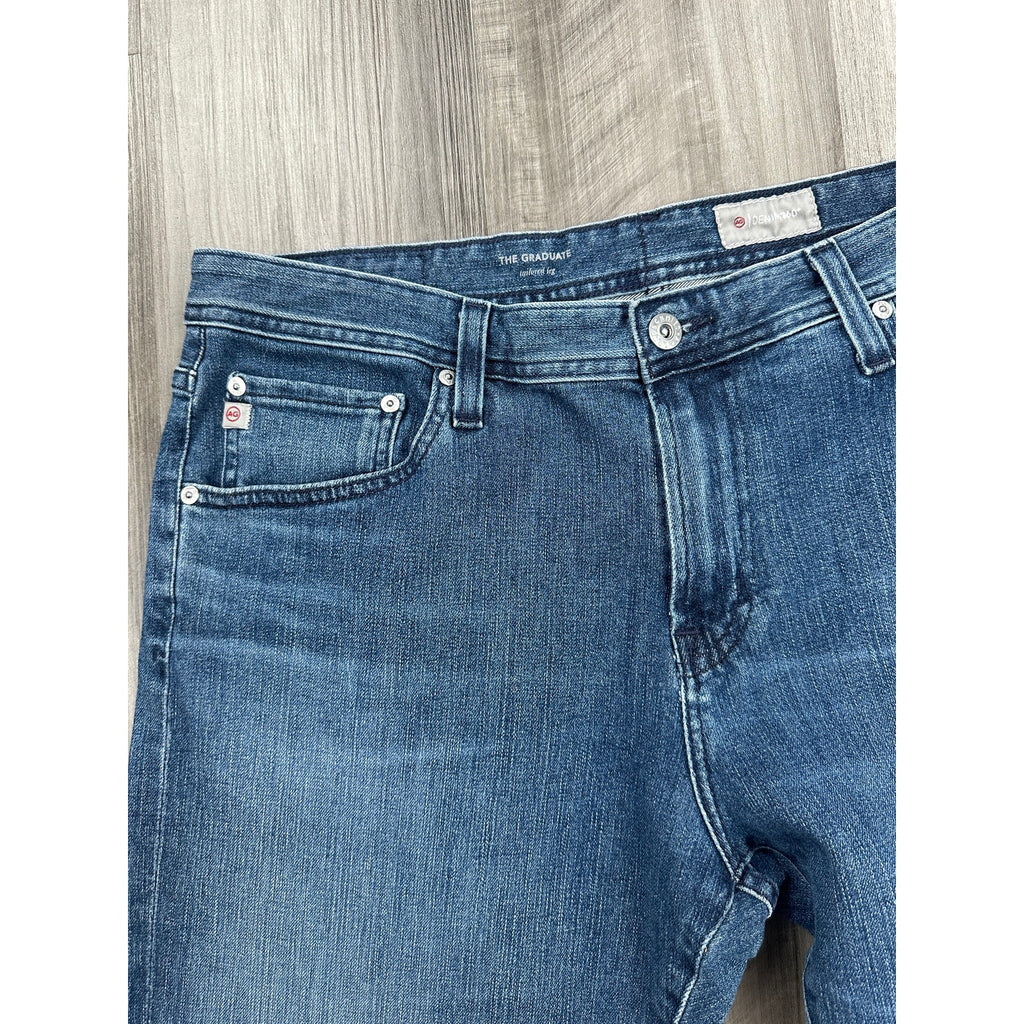 AG Adriano Goldschmied Denim 360 The Graduate Tailored Leg Jean in Blue — Size 36x34 // Preowned