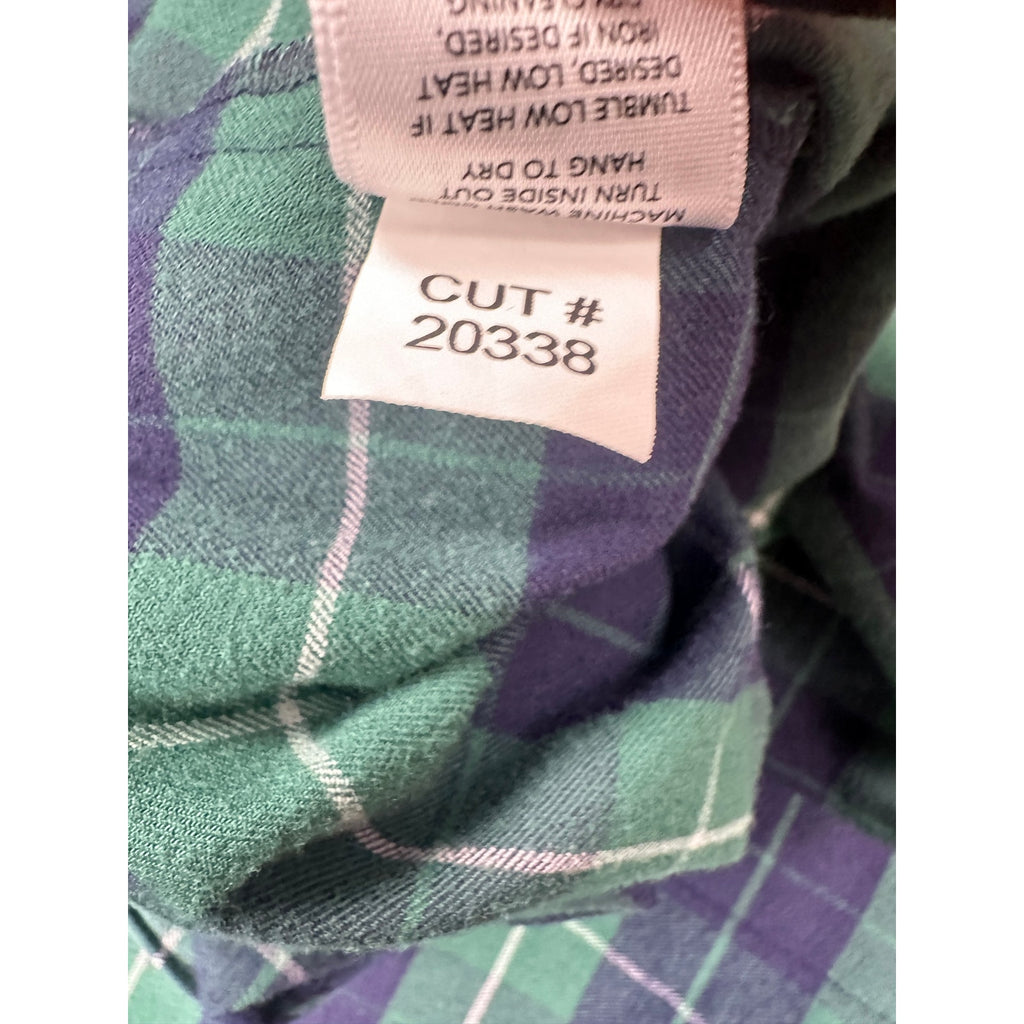 Mizzen+Main Flannel Plaid Trim Fit Long Sleeve Button Down in Green, Navy and White — Size 2XL // Preowned