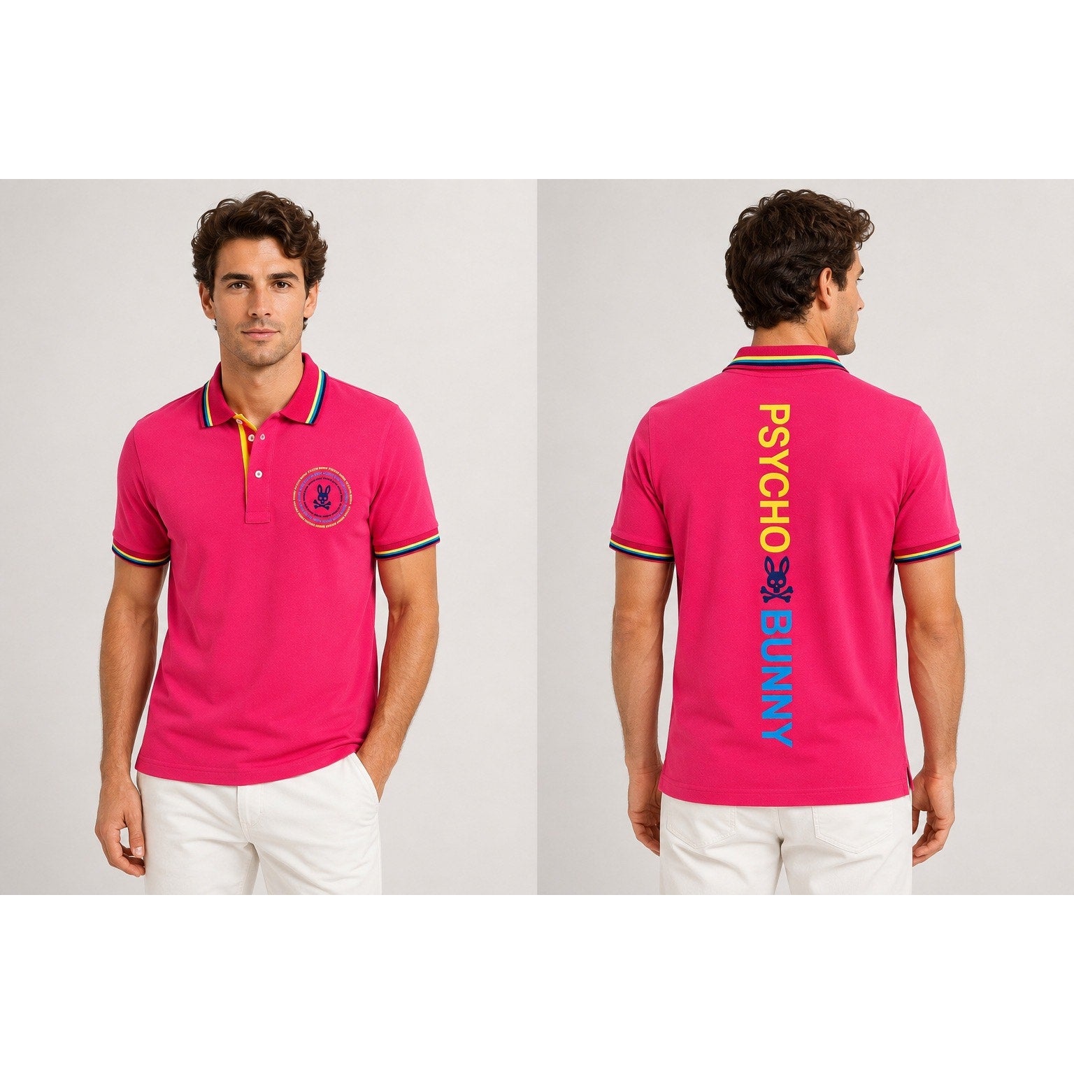 Psycho Bunny Back Graphic Pique Pima Cotton Polo in Pink — Size 6 (US Large) // Preowned