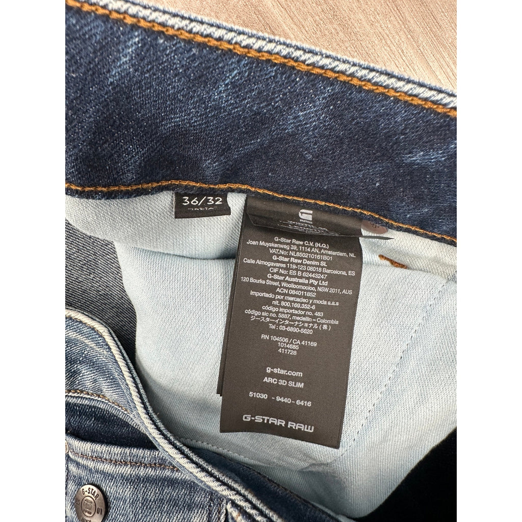 G-Star Raw Arc 3D Slim Restored Denim Jean in Blue — Size 36x32 // Preowned