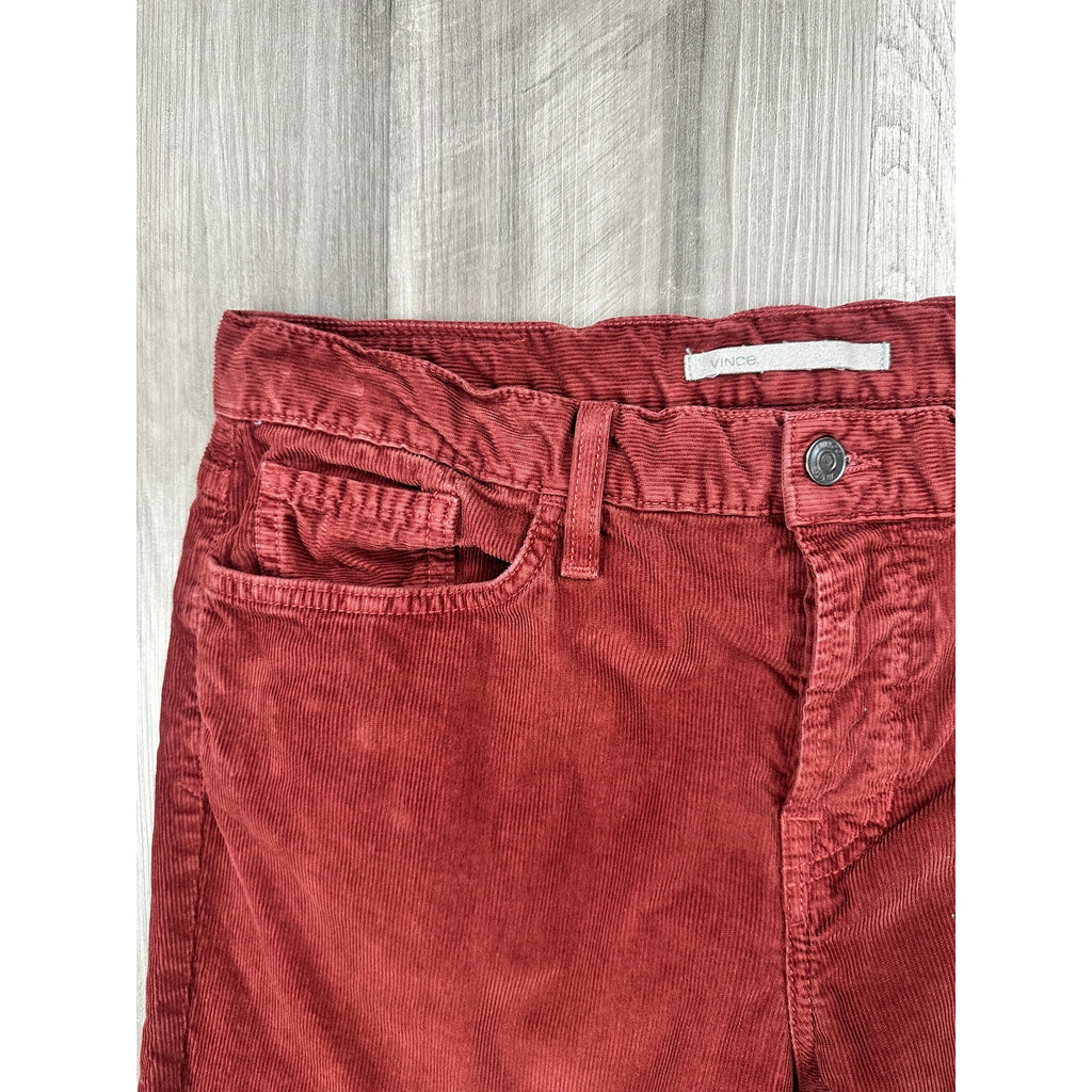 Vince Velvet Corduroy Skinny Fit Made in USA Button Fly Jeans in Brick Red — Size 34 // Preowned
