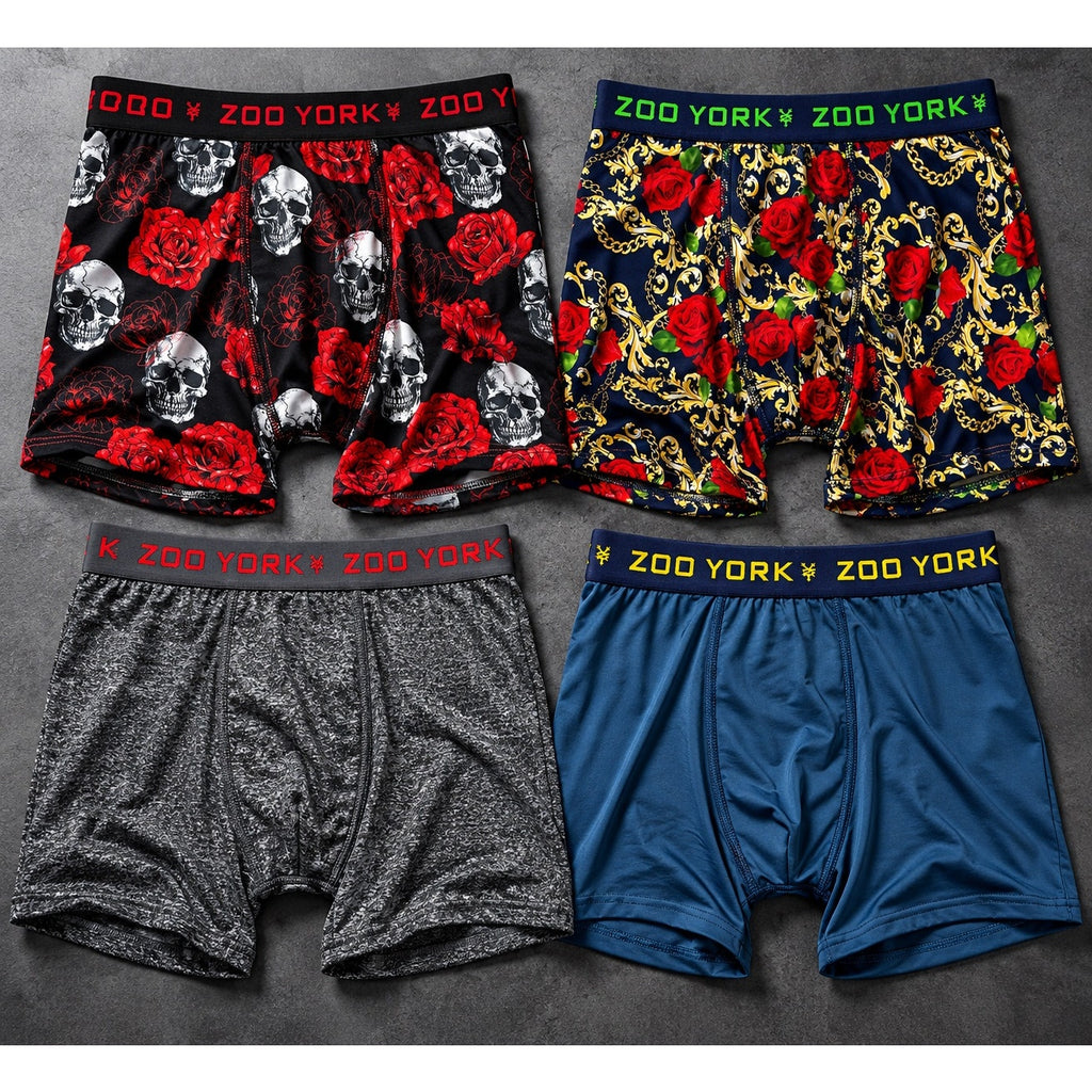 Zoo York Super Soft Brushed Tagless 360 Stretch Boxer Briefs 4-Pack in Multi — Size Small