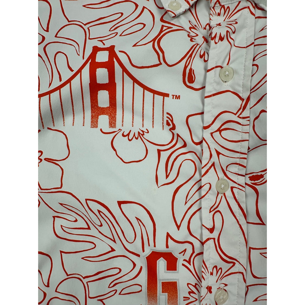 Reyn Spooner San Francisco Giants MLB Genuine Merchandise Hawaiian Short Sleeve in White, Orange and Grey — Size Medium // Preowned