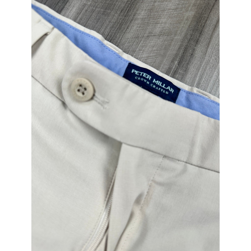 Peter Millar Surge Tailored Fit Crown Crafted Trouser Pants in Stone — Size 33x32 // Preowned