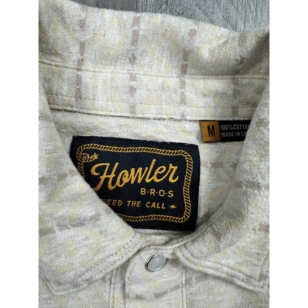 Howler Brothers Ranchero Jacquard Pearl Snap Polo — Size Medium // Preowned