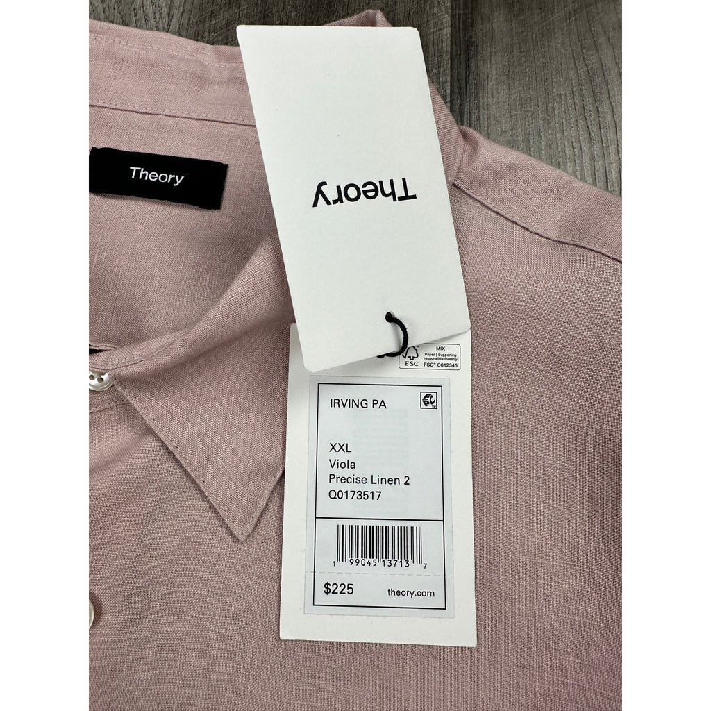 Theory Irving PA Precise Linen 2 Long Sleeve Button Down Shirt — Size 2XL