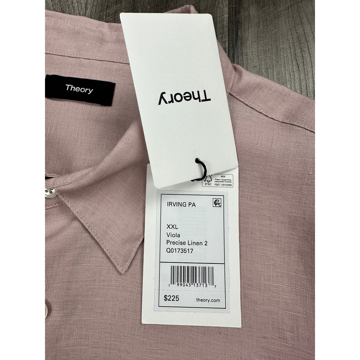 Theory Irving PA Precise Linen 2 Long Sleeve Button Down Shirt — Size 2XL