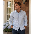 Proper Cloth Irving Blue End on End Check Long Sleeve Shirt in Blue, White — Size Medium // Preowned