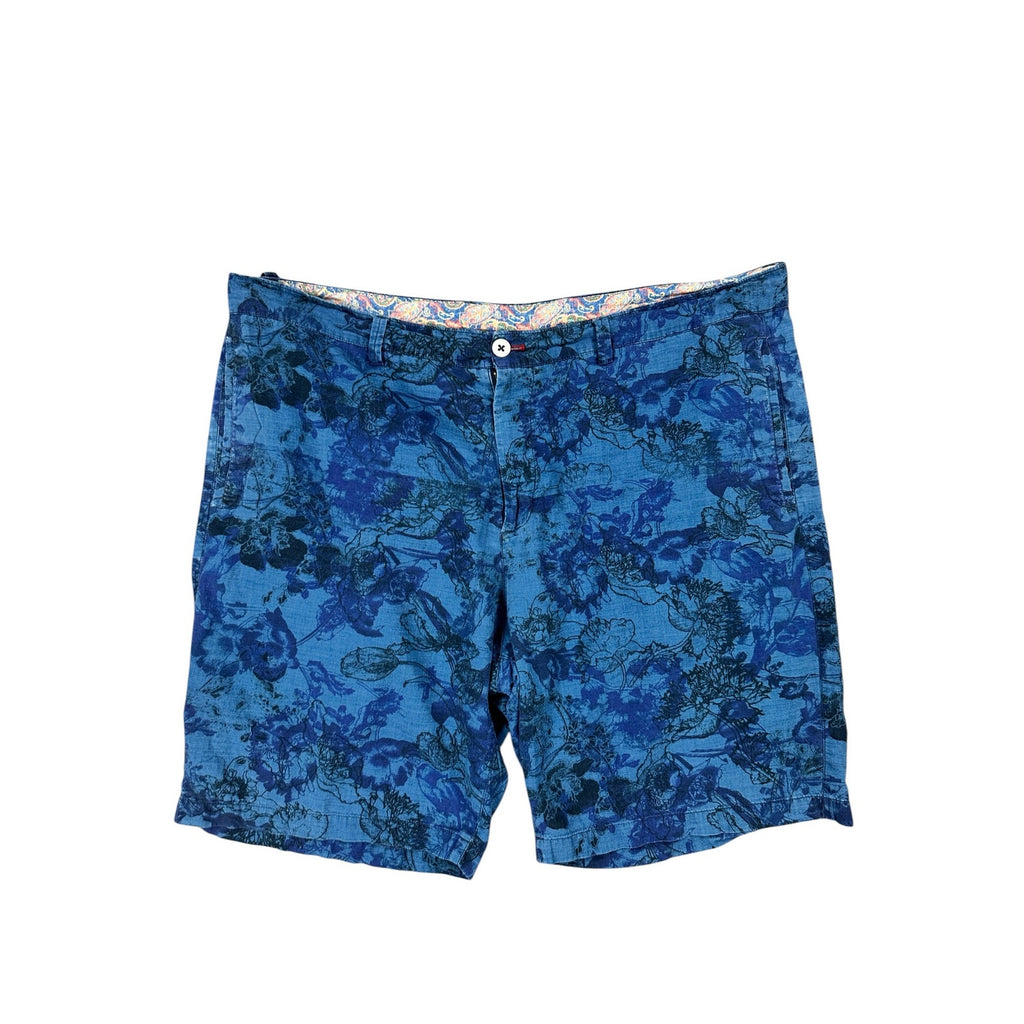Robert Graham Floral Cotton Classic Fit Shorts in Blue and Navy — Size 44 // Preowned