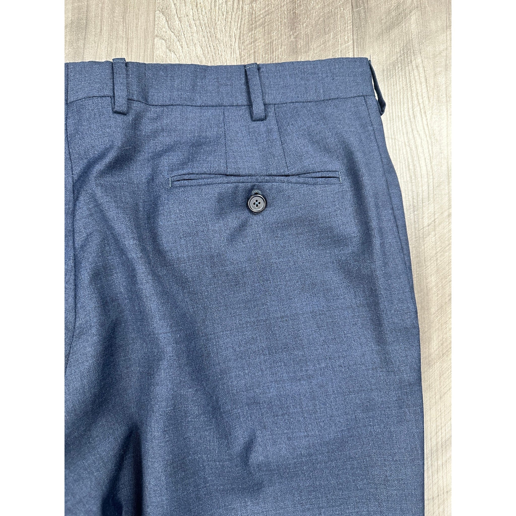 Santorelli Platinum Loro Piana New Zealand Wool Stretch Pants in Navy — Size 38 // Preowned