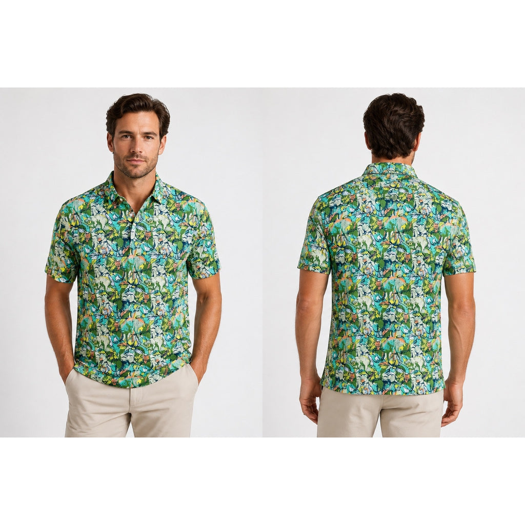 William Murray It's Like A Jungle Golf Polo in Green, Yellow, Orange, Gray, White — Size Small // Preowned