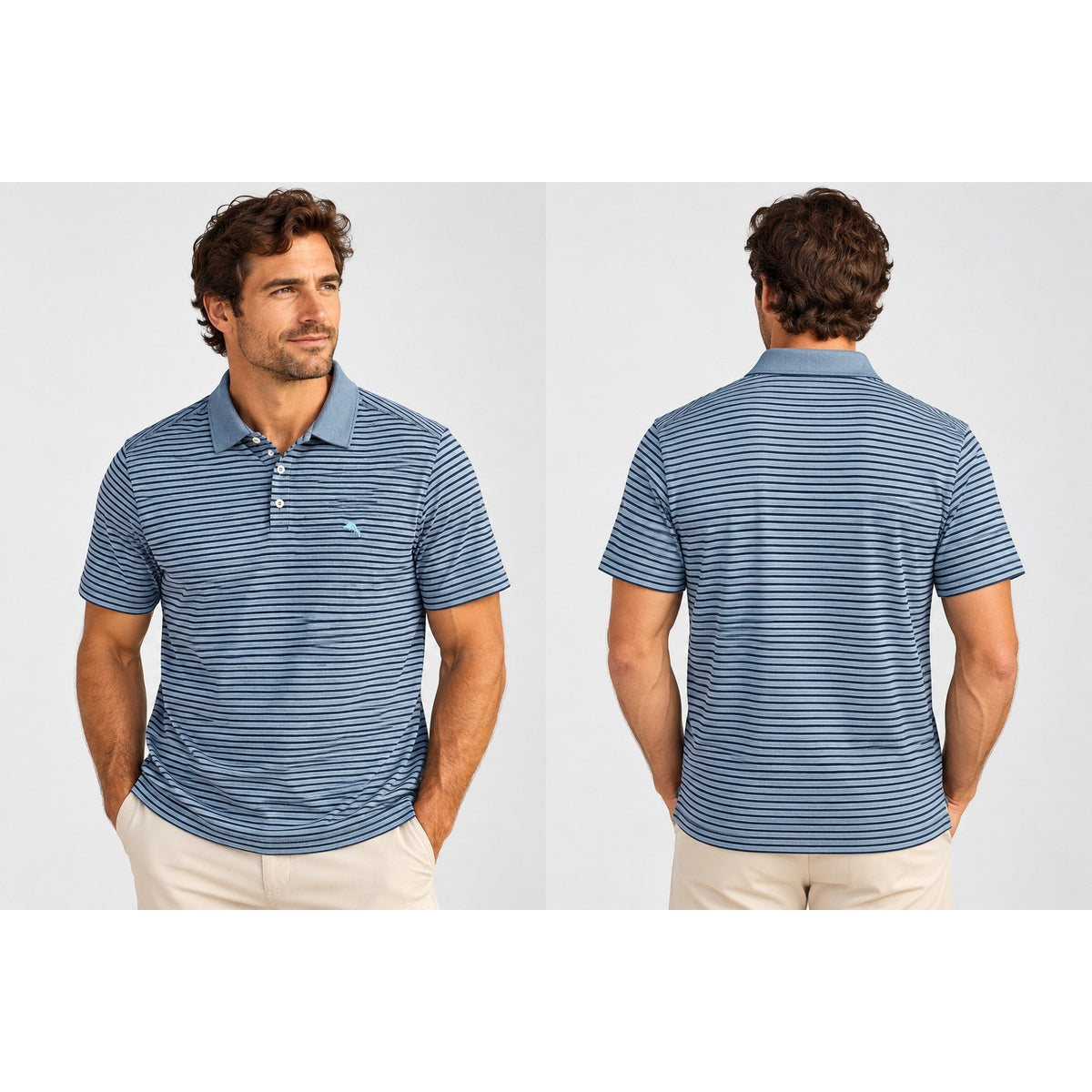 Tommy Bahama Supima Cotton Moisture Wicking Striped Pique Short Sleeve Polo — Size XL // Preowned