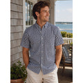 Brooks Brothers Regent Fit Gingham Crab Print Short Sleeve Shirt in Navy, White, Red — Size Large // Preowned