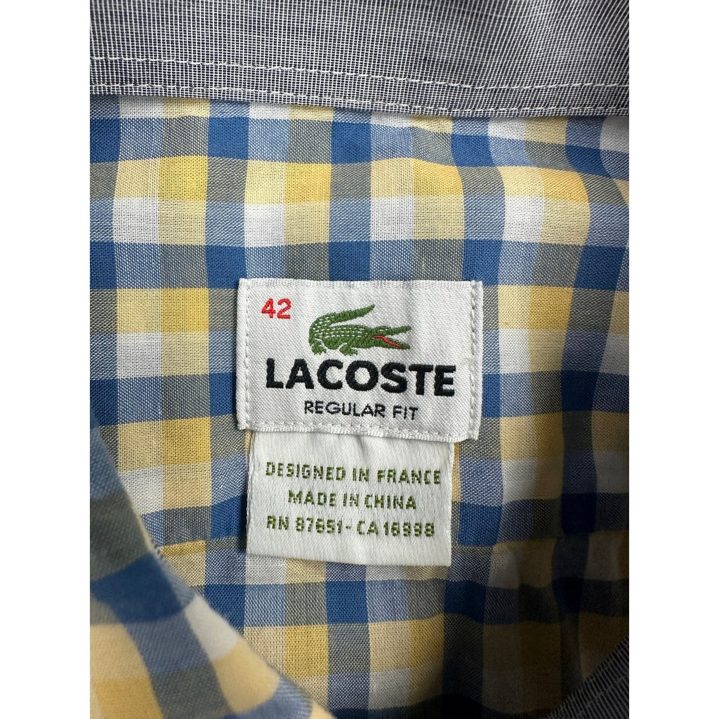 Lacoste Regular Fit Poplin Check Long Sleeve Shirt — Size 42 (Large) // Preowned