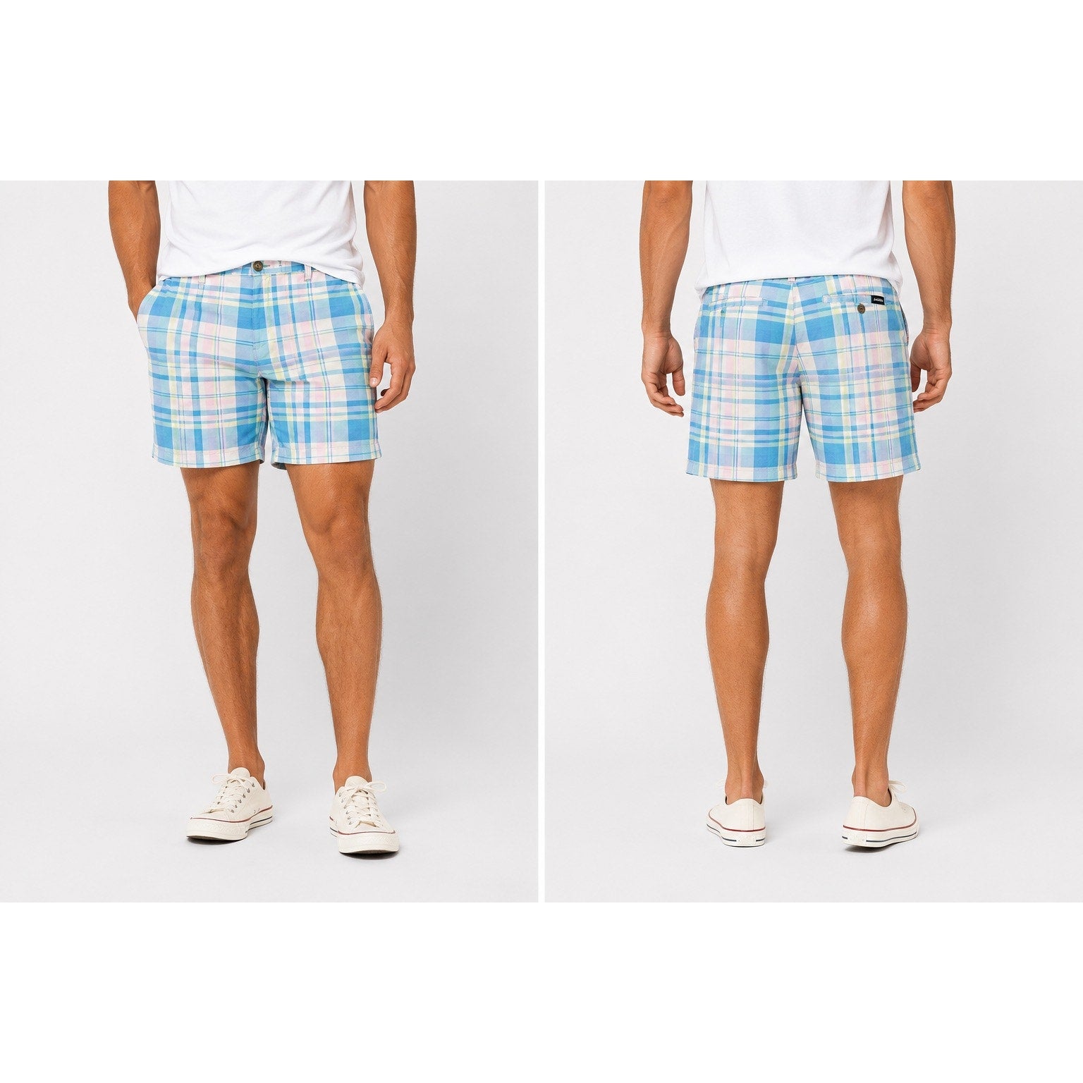 Chubbies Performance Everywhere 6-Inch Hybrid Drawstring Shorts in Light Blue Pink Yellow and White — Size 2XL // Preowned