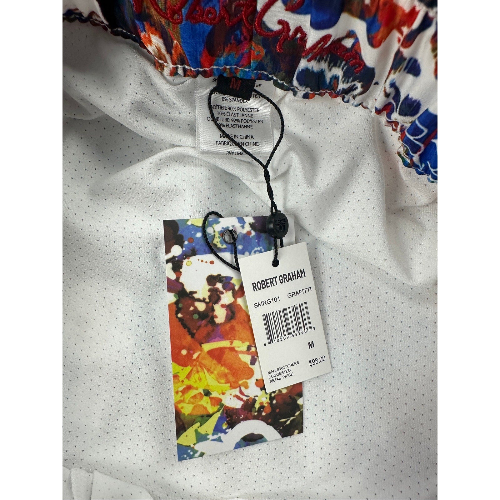 Robert Graham Floral Graffiti Swim Trunks — Size Medium