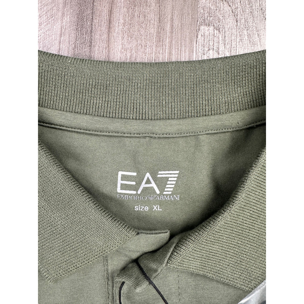 Emporio Armani EA7 Logo Collection Cotton Jersey Polo Shirt in Green — Size XL