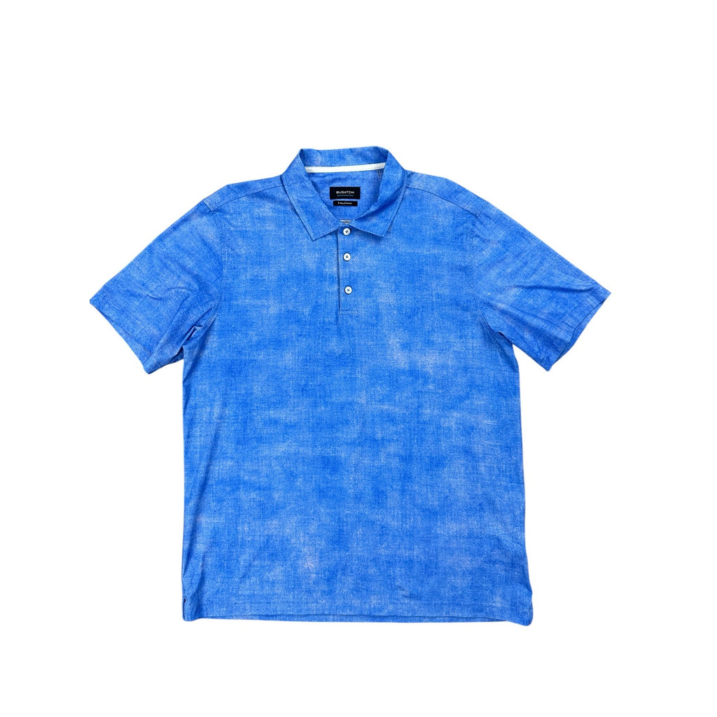 Bugatchi OoohCotton Tech 8-Way Stretch Polo in Classic Blue — Size Large // Preowned