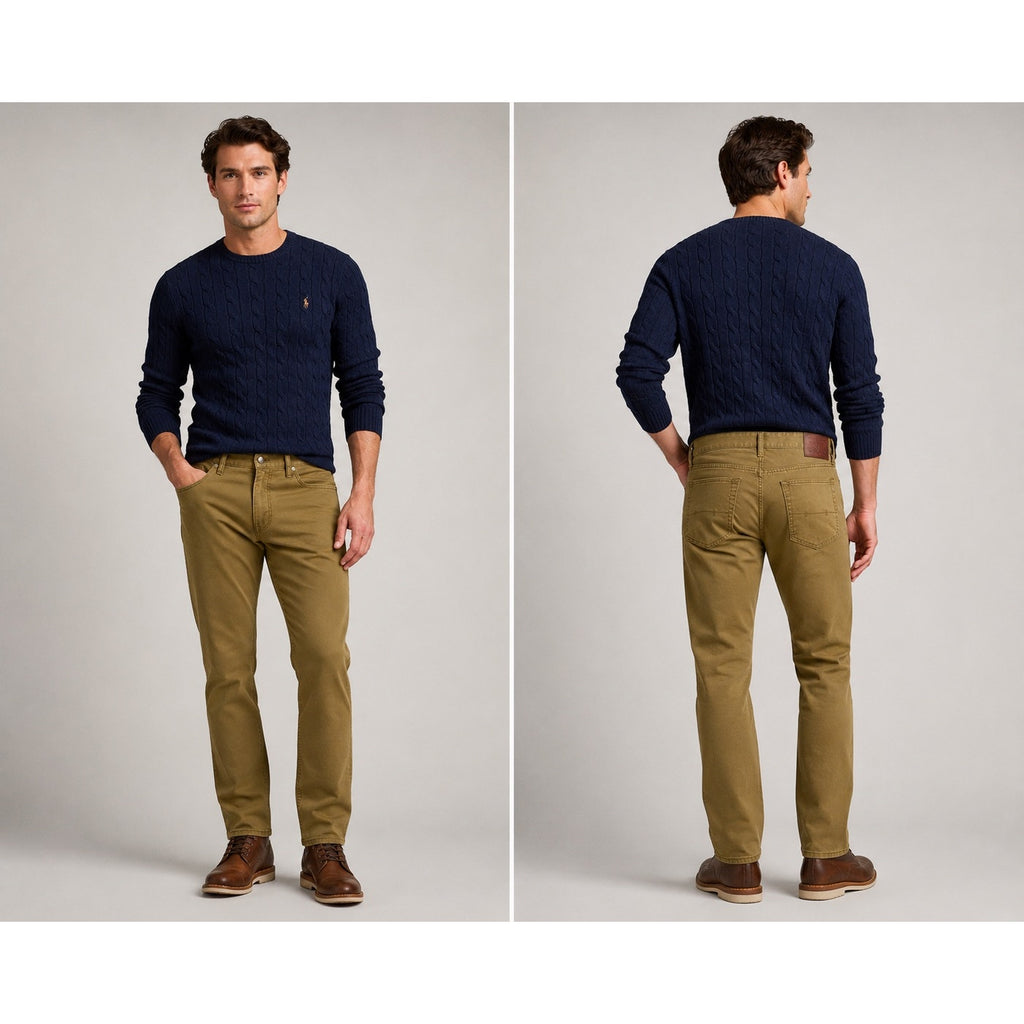 Polo Ralph Lauren Slim Straight Fit Chino Jeans in Olive Khaki — Size 34x32 // Preowned