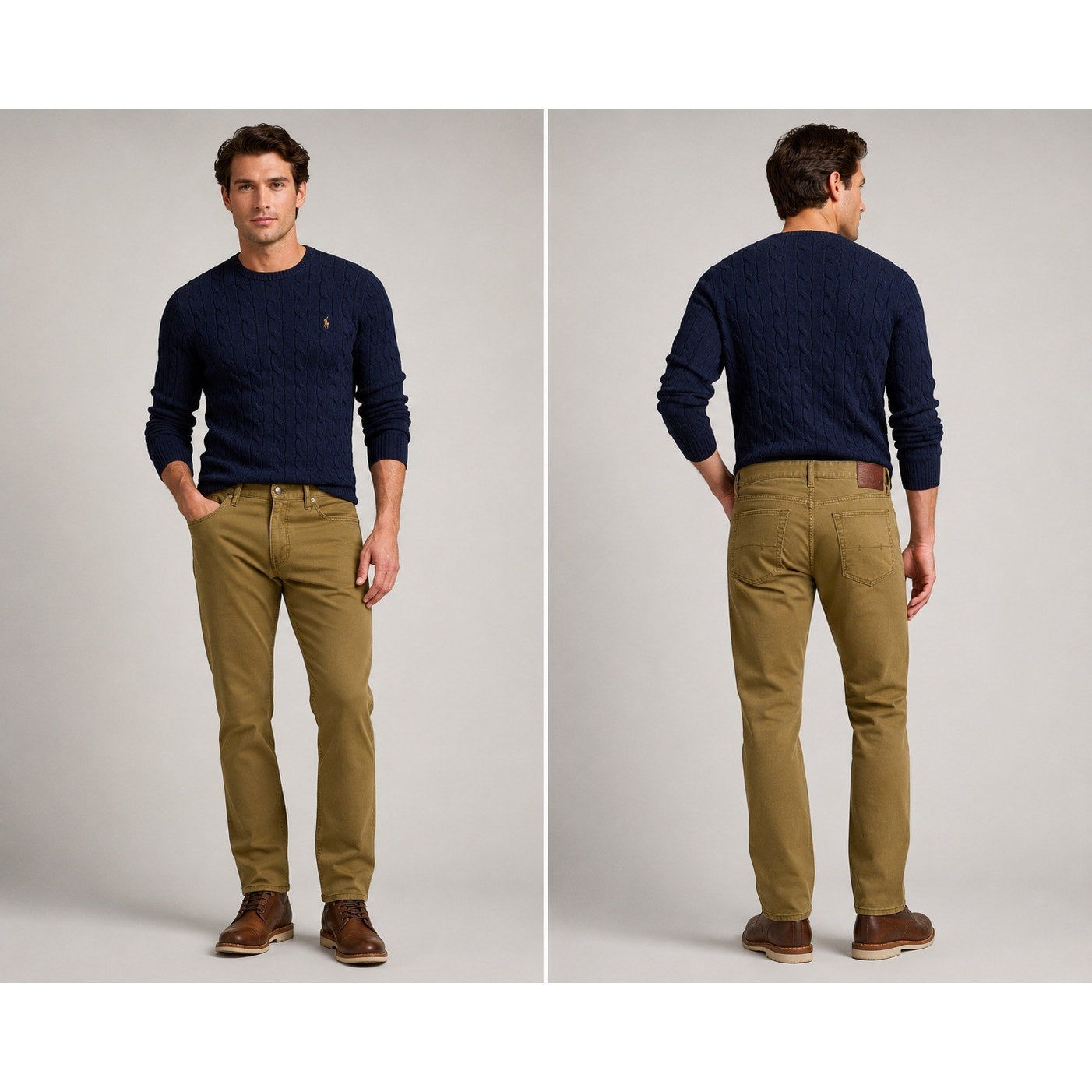 Polo Ralph Lauren Slim Straight Fit Chino Jeans in Olive Khaki — Size 34x32 // Preowned