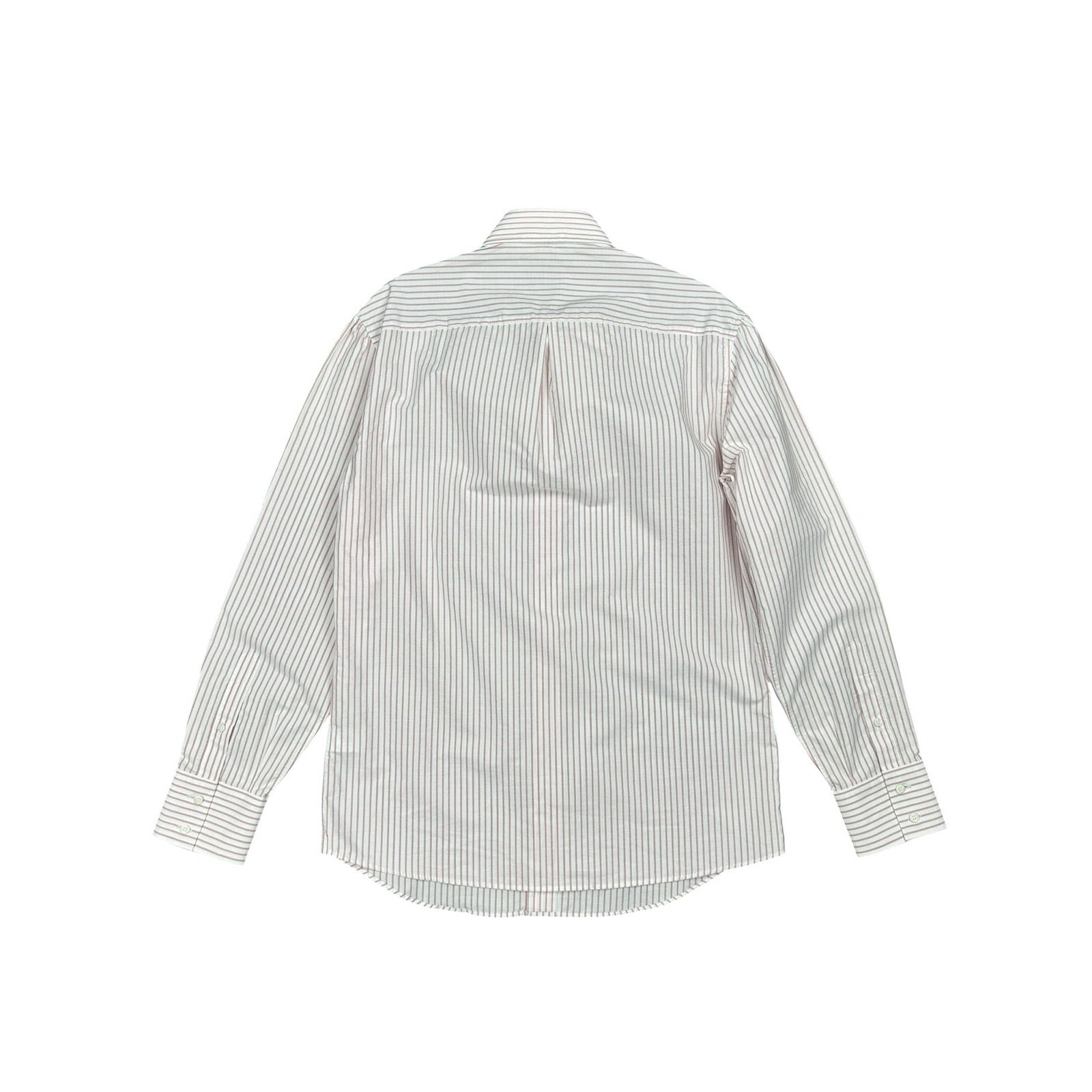 Brunello Cucinelli Made in Italy Basic Fit Striped Long Sleeve Button Down in White Coral — Size Medium
